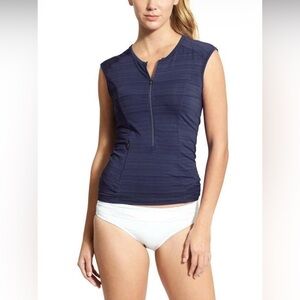 Athleta Pacifica Navy Tank 2.0 Sleeveless Zip-Front